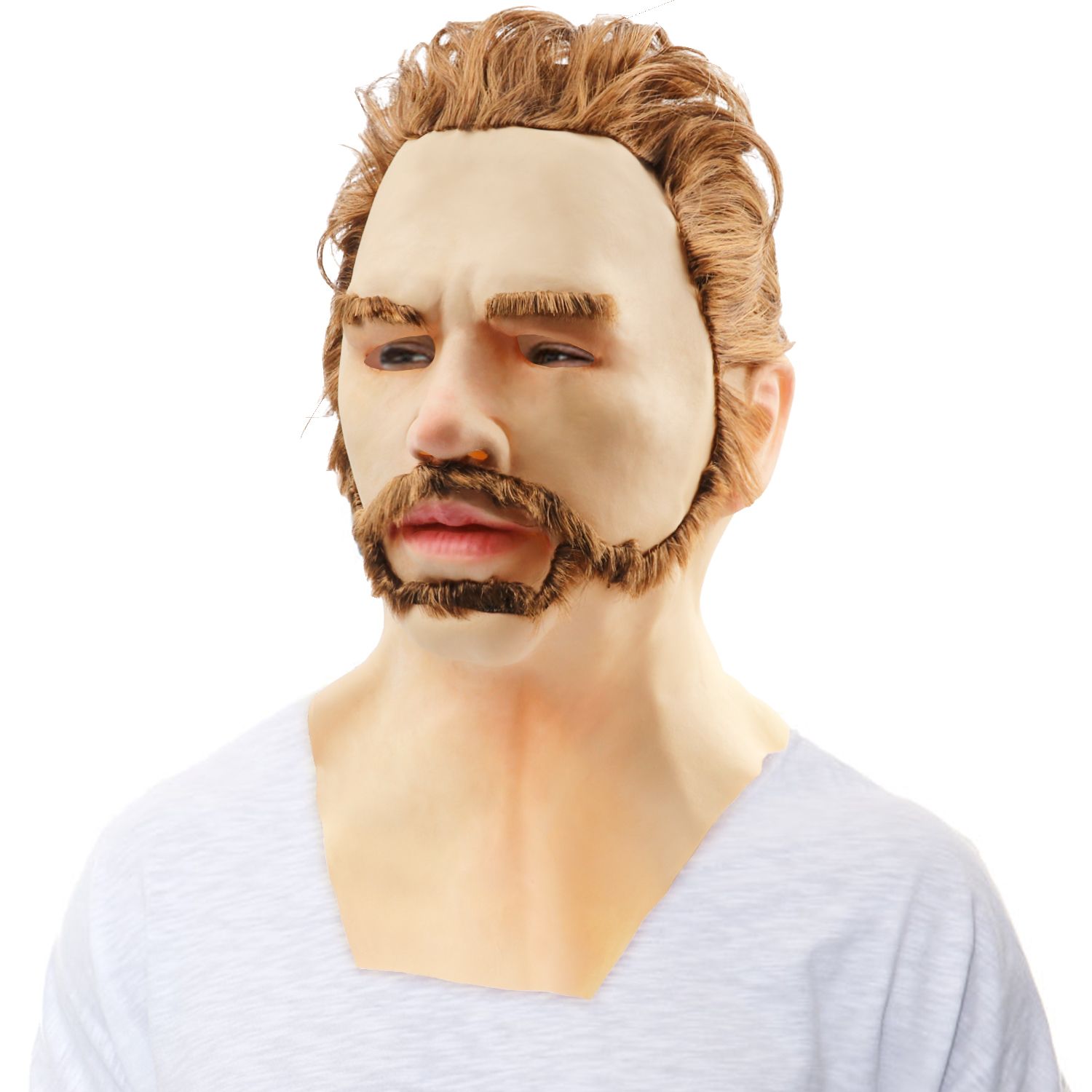 Halloween Latex Young Man Face Cover Headgear for Masquerade Halloween view 3