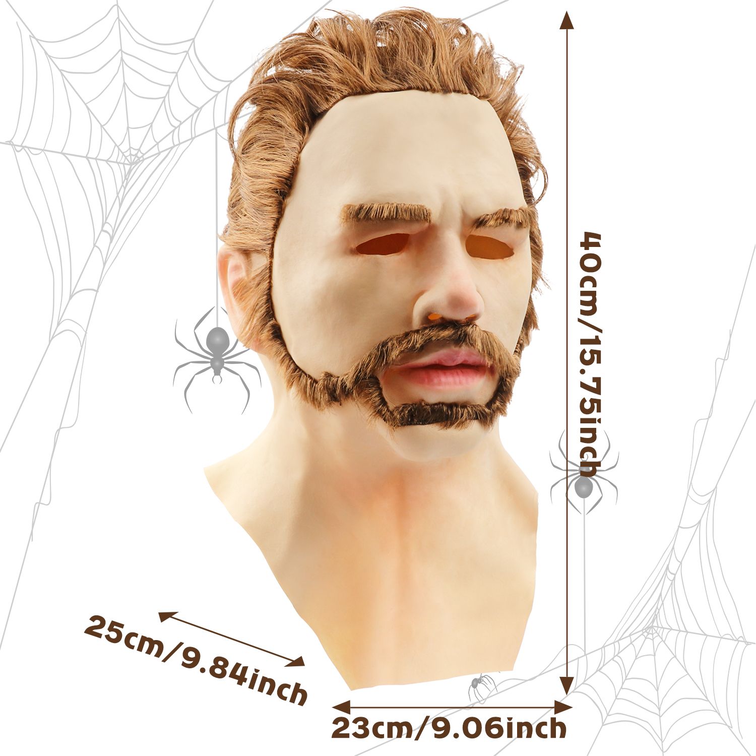Halloween Latex Young Man Face Cover Headgear for Masquerade Halloween view 8