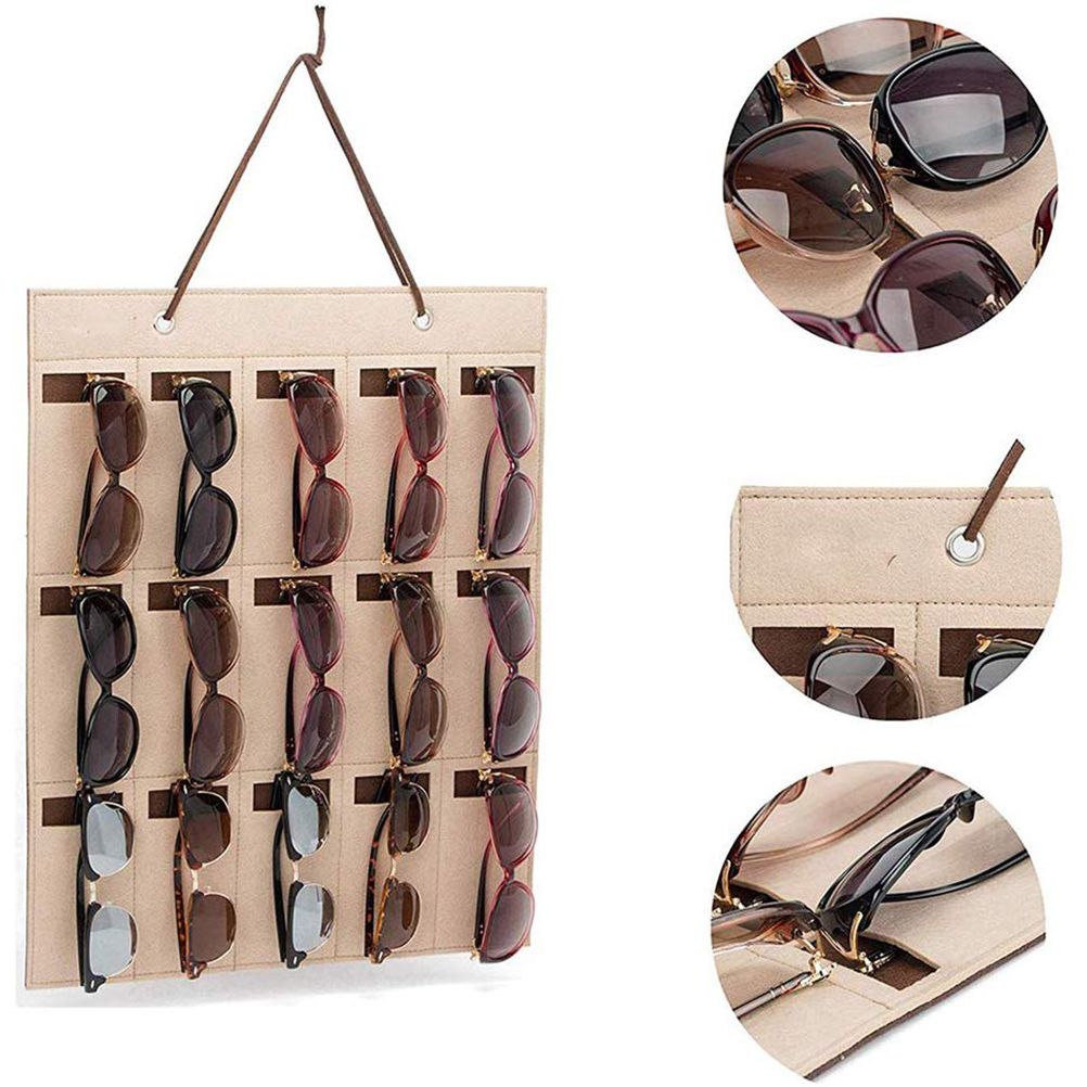 Hanging Sunglasses Organizer Wall Mounted 15 Slots Glasses Storage Organizer