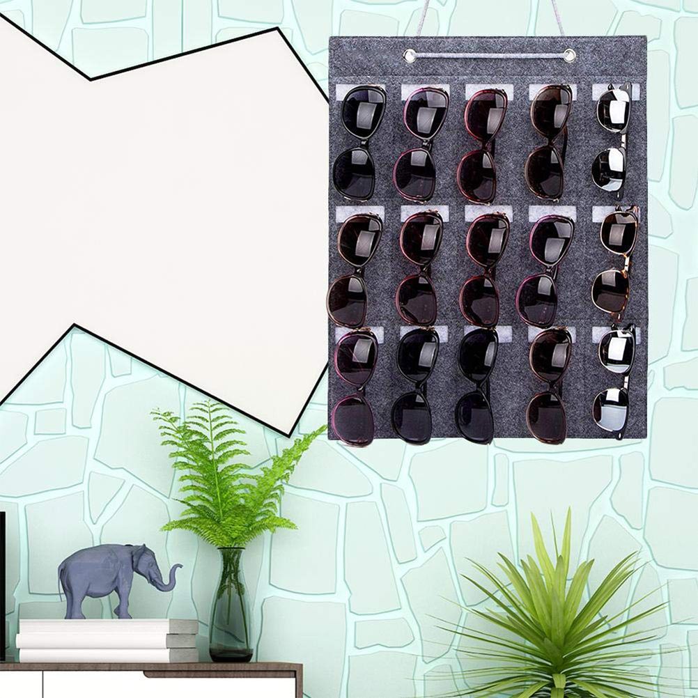 Hanging Sunglasses Organizer Wall Mounted 15 Slots Glasses Storage Organizer view 2