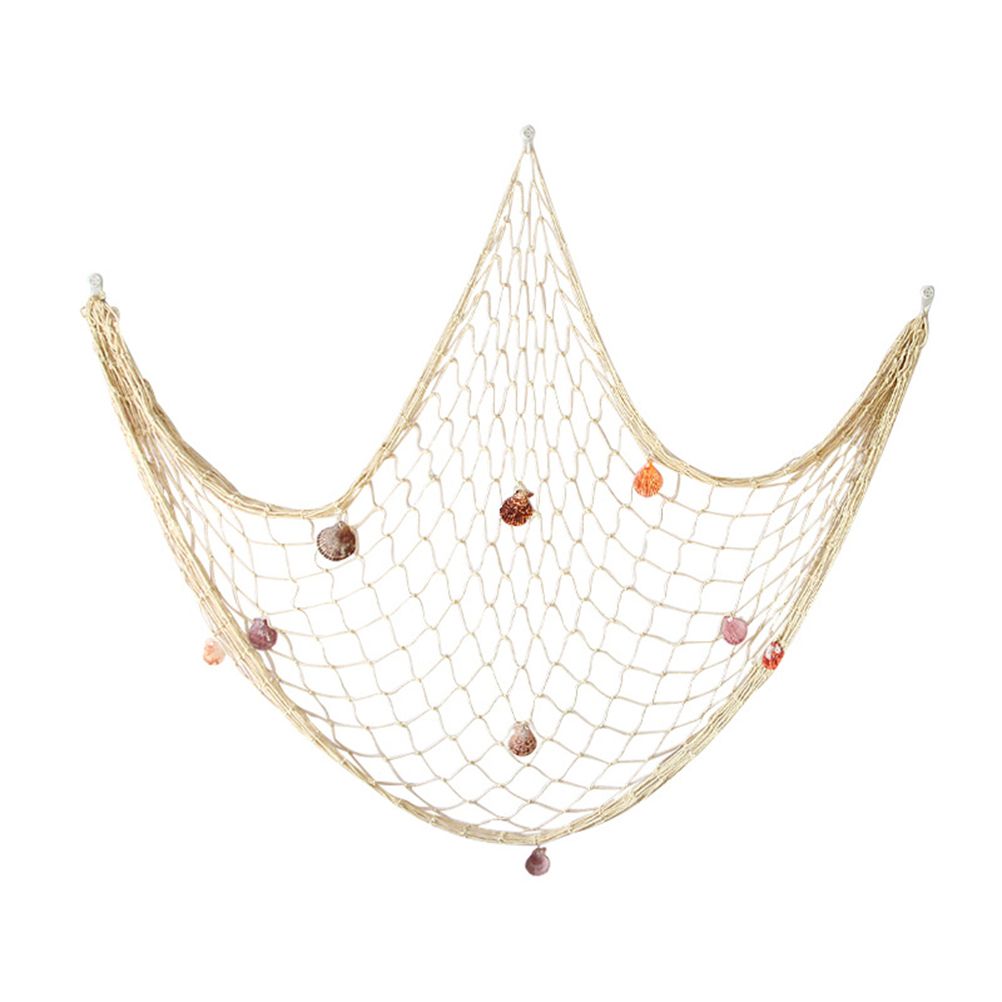 Decorative Fishing Net Wall Decor with Seashells Nautical Style Wall Hangings view 2