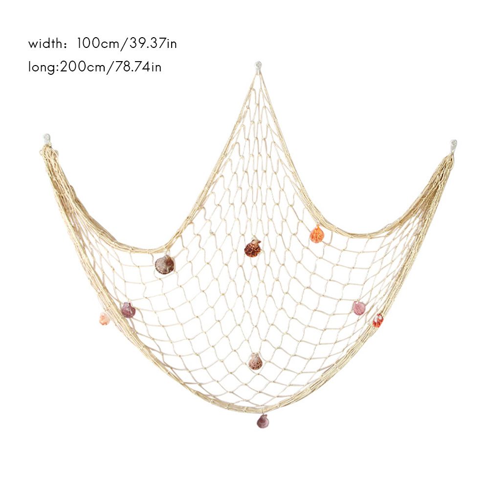 Decorative Fishing Net Wall Decor with Seashells Nautical Style Wall Hangings view 3