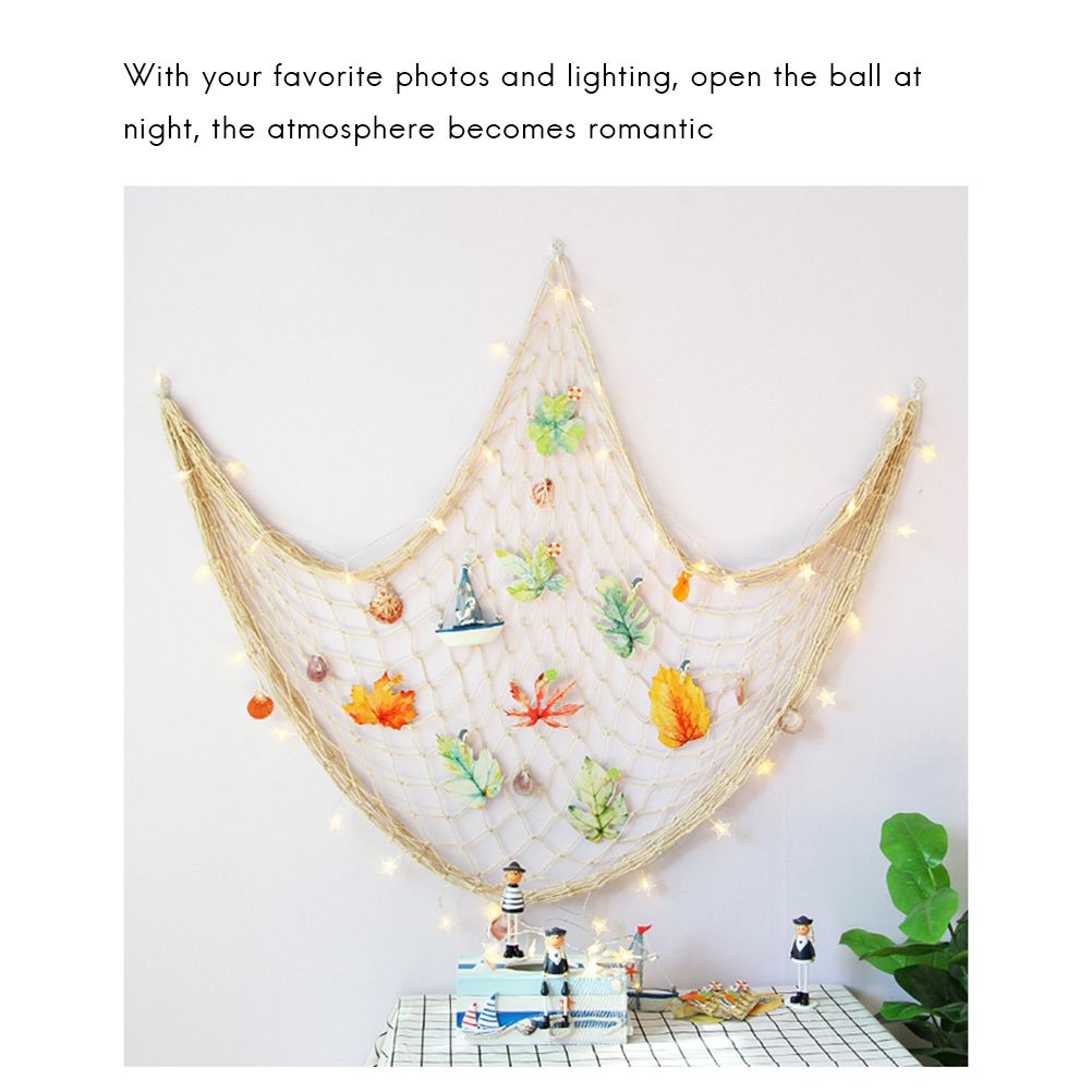 Decorative Fishing Net Wall Decor with Seashells Nautical Style Wall Hangings view 5