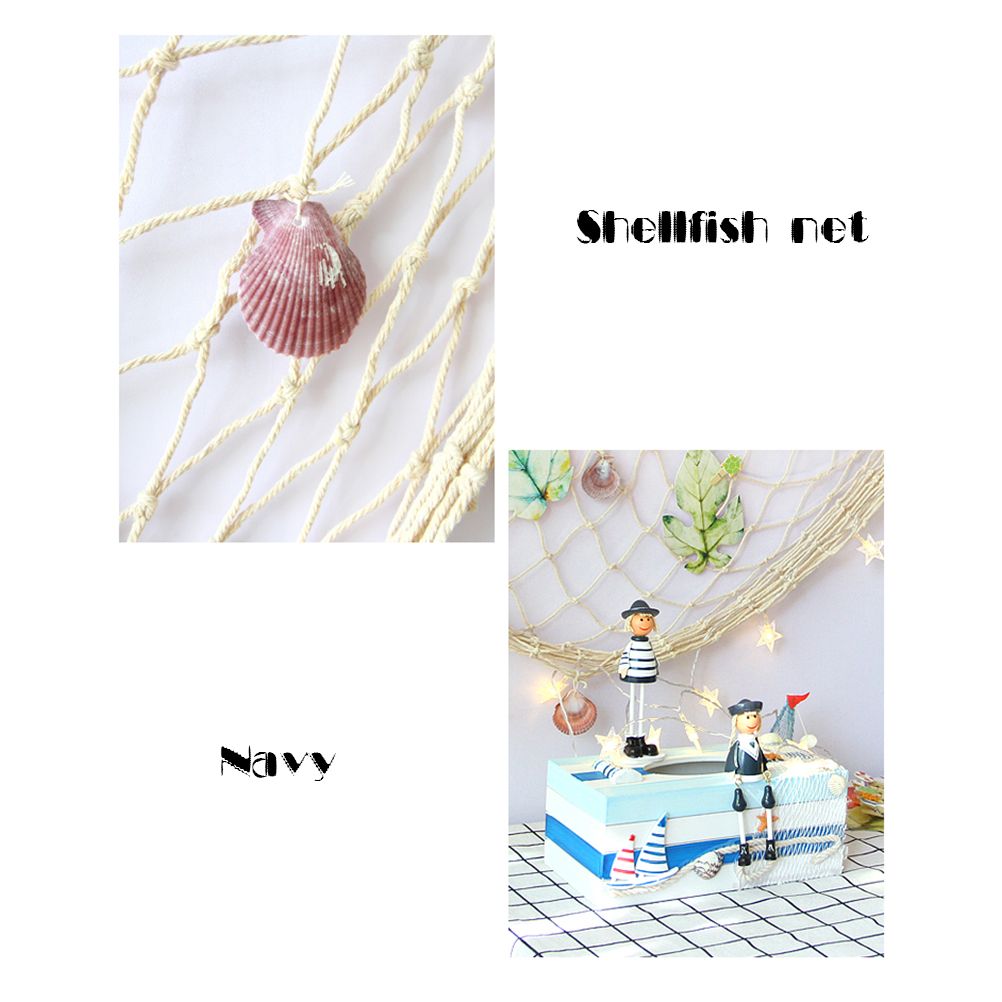Decorative Fishing Net Wall Decor with Seashells Nautical Style Wall Hangings view 6