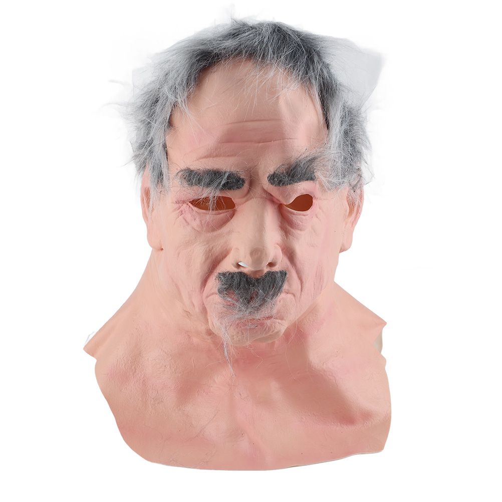 Halloween Latex Old Man Face Cover Elder Old Man Headgear for Masquerade