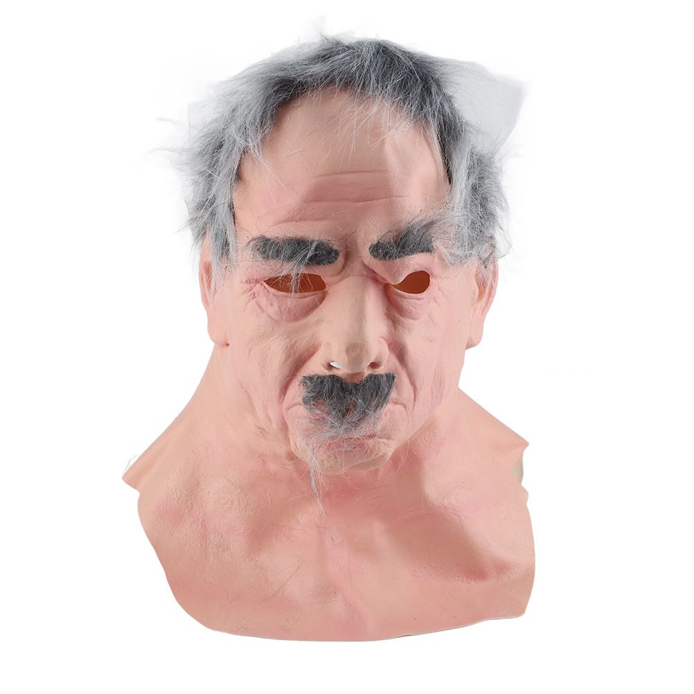 Halloween Latex Old Man Face Cover Elder Old Man Headgear for Masquerade view 2