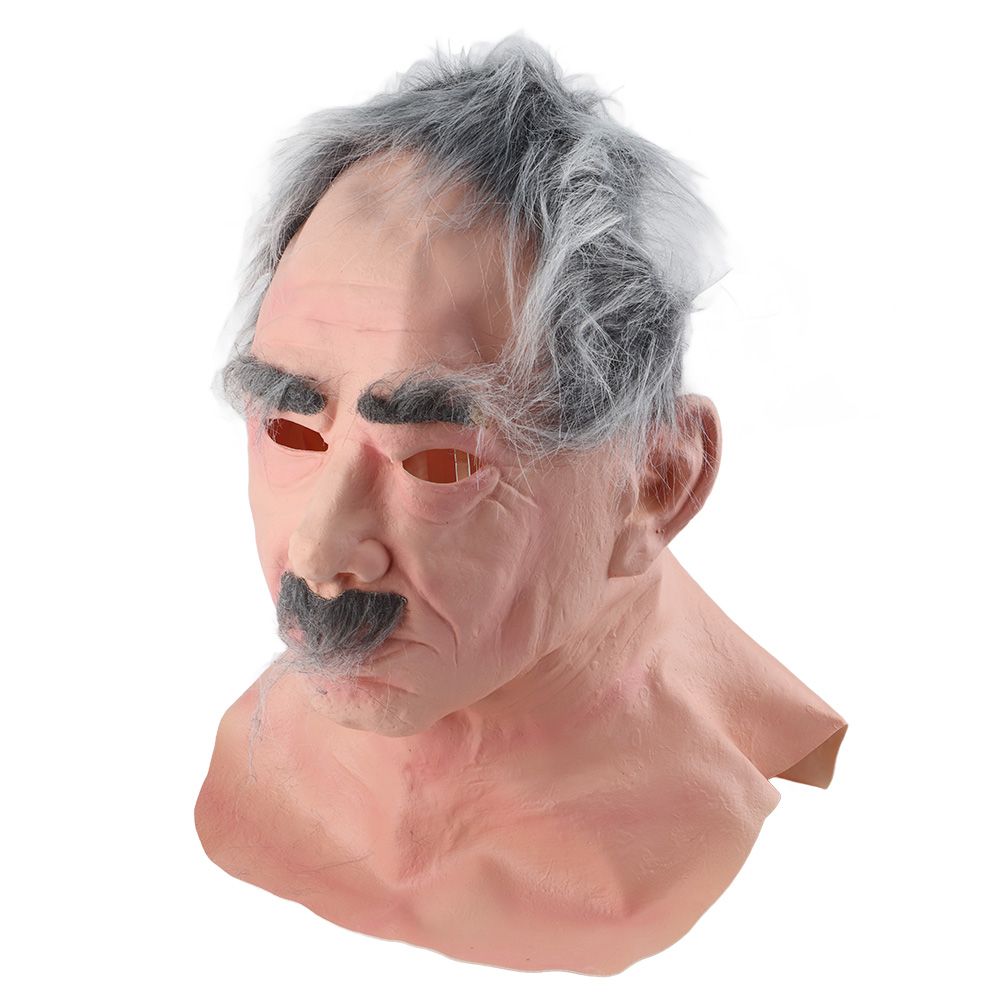 Halloween Latex Old Man Face Cover Elder Old Man Headgear for Masquerade view 5