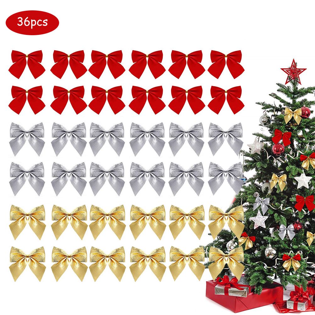 36Pcs/Set Christmas Bows Mini Decorative Bows Ribbon Bows Decoration view 10