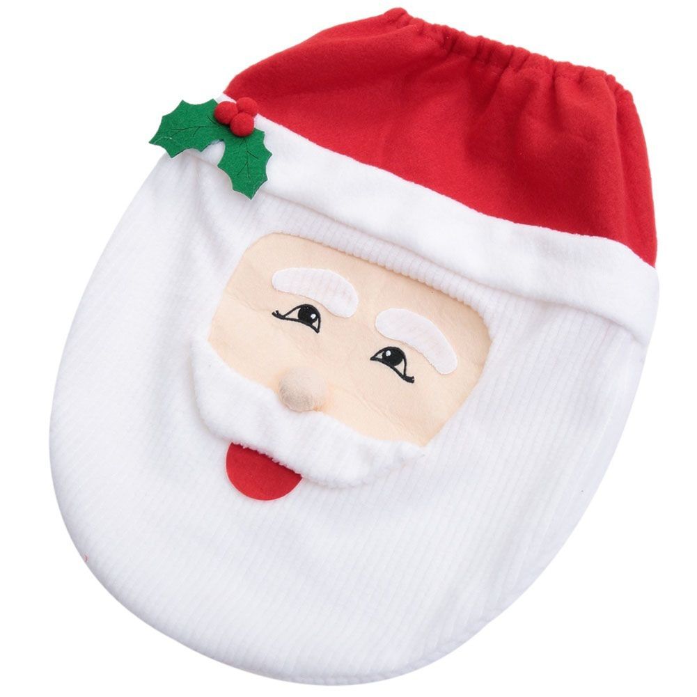 Christmas Pattern Mildew Proof Waterproof Bathroom Toilet Seat Cover Foot Pad view 2