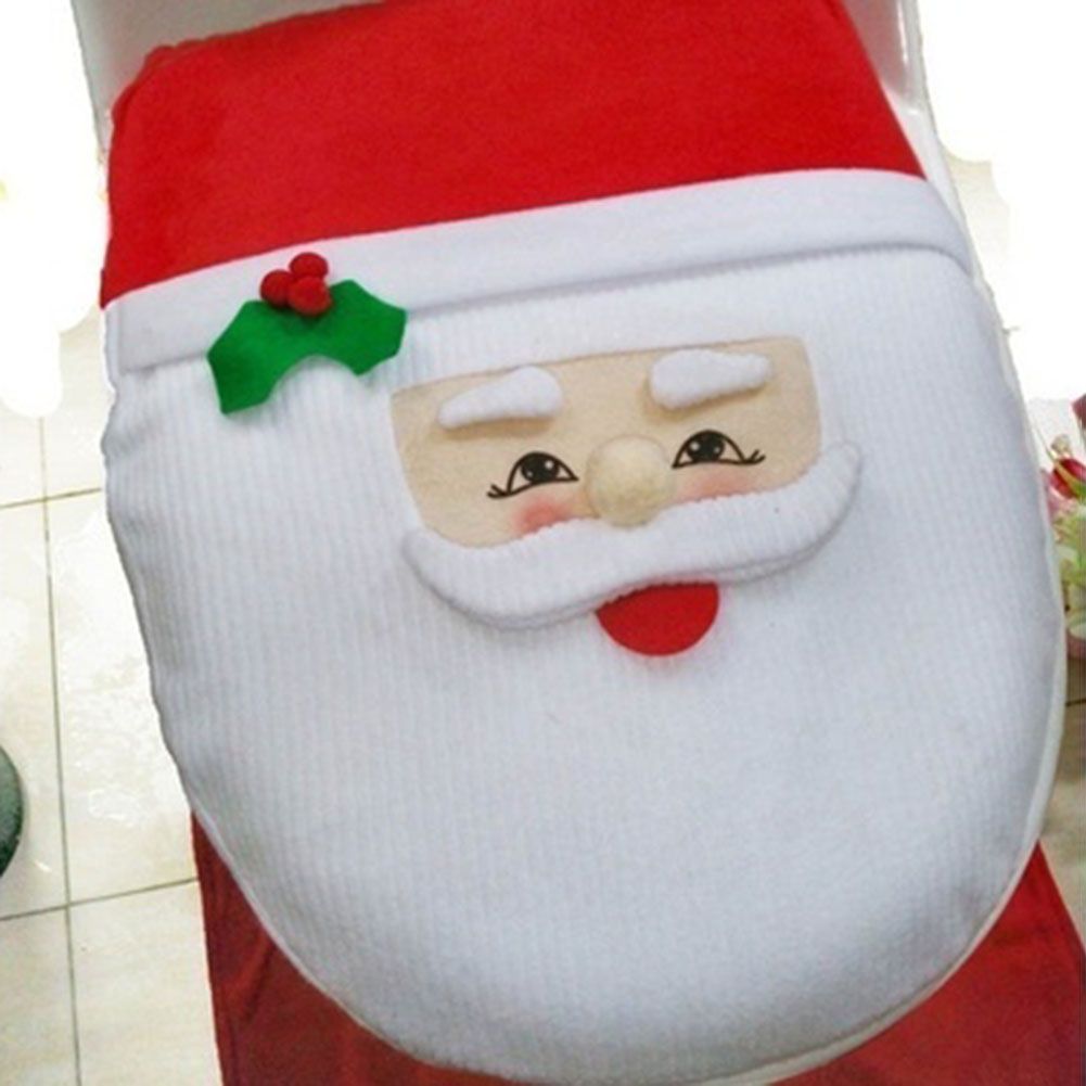 Christmas Pattern Mildew Proof Waterproof Bathroom Toilet Seat Cover Foot Pad view 4