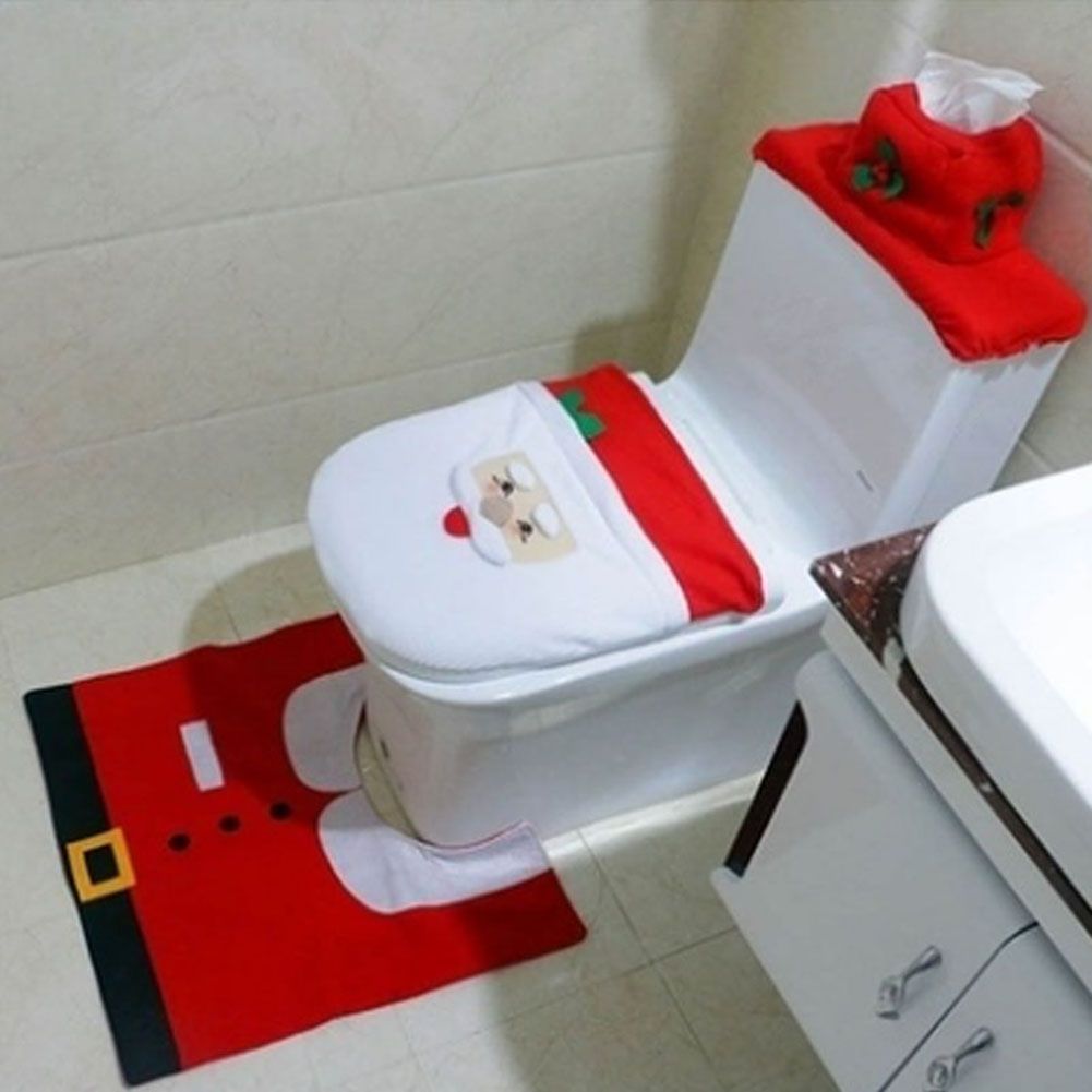 Christmas Pattern Mildew Proof Waterproof Bathroom Toilet Seat Cover Foot Pad view 5