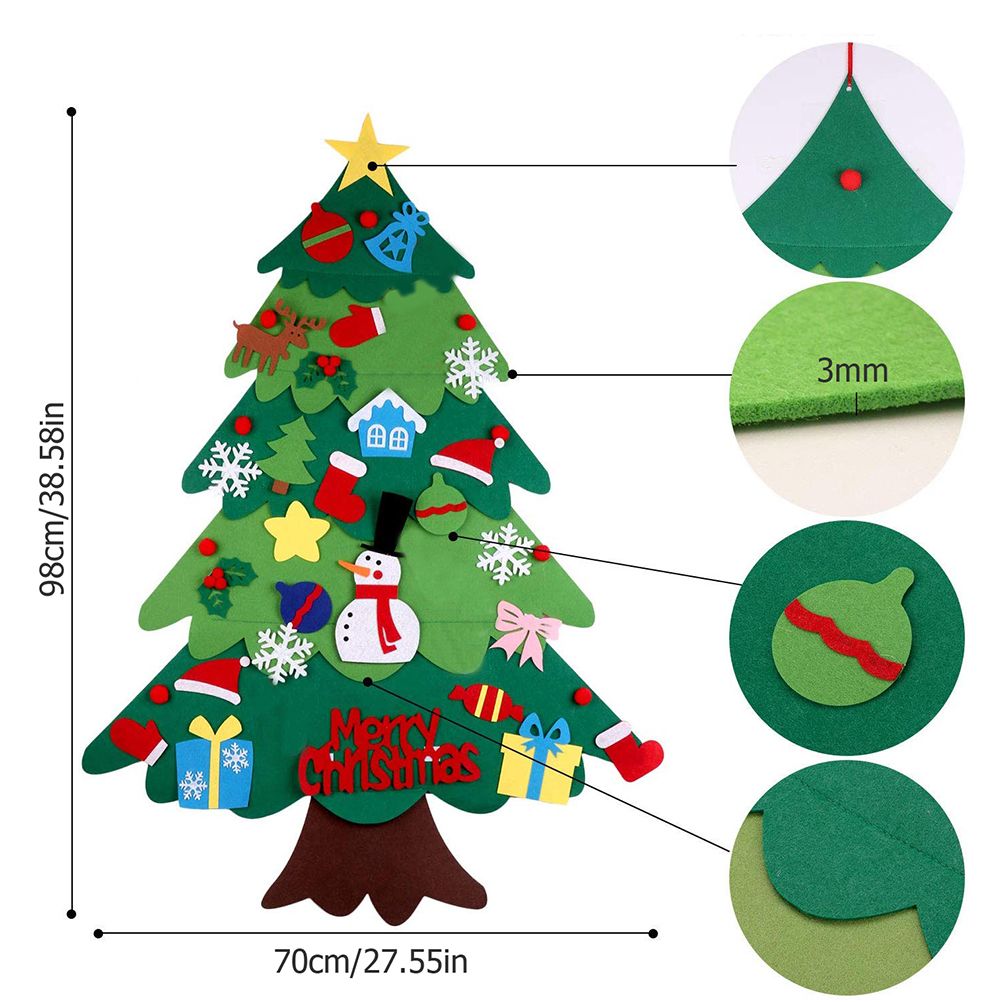 Felt Christmas Tree DIY Soft Christmas Tree with Ornaments and String Light view 3