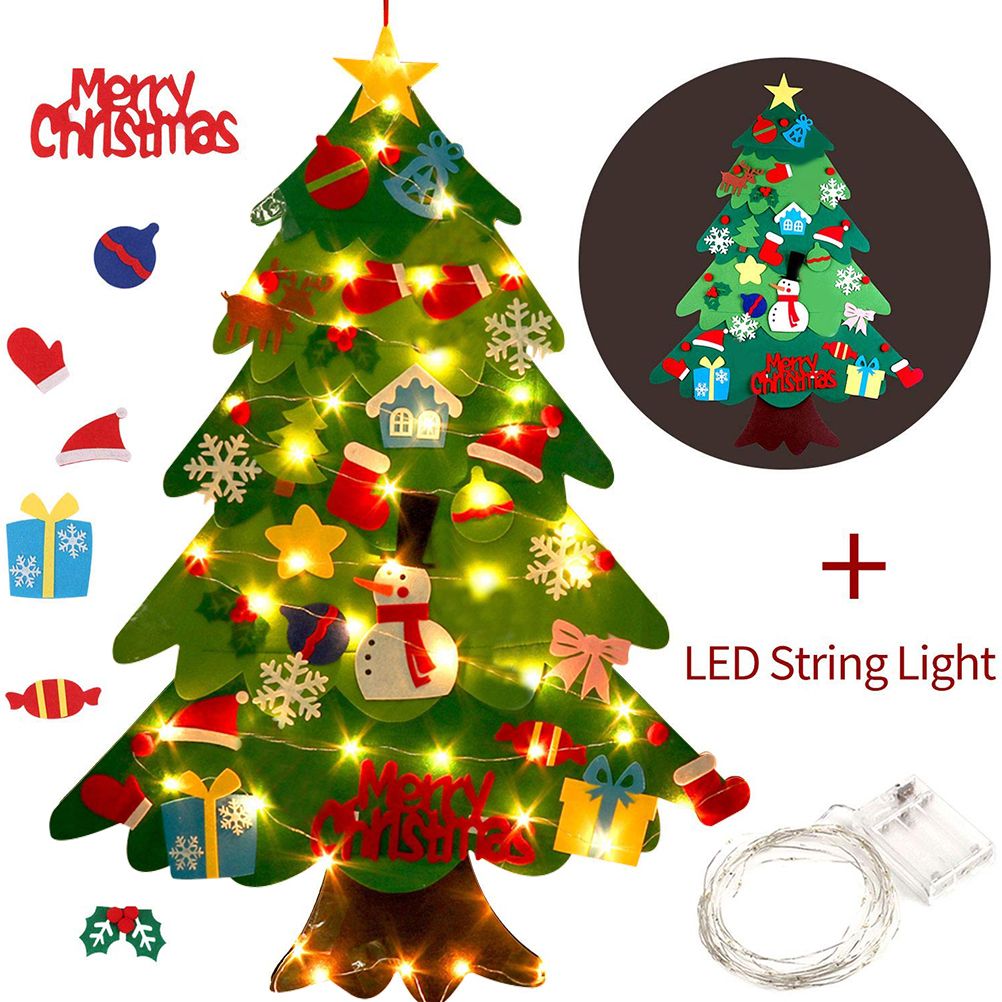 Felt Christmas Tree DIY Soft Christmas Tree with Ornaments and String Light view 5