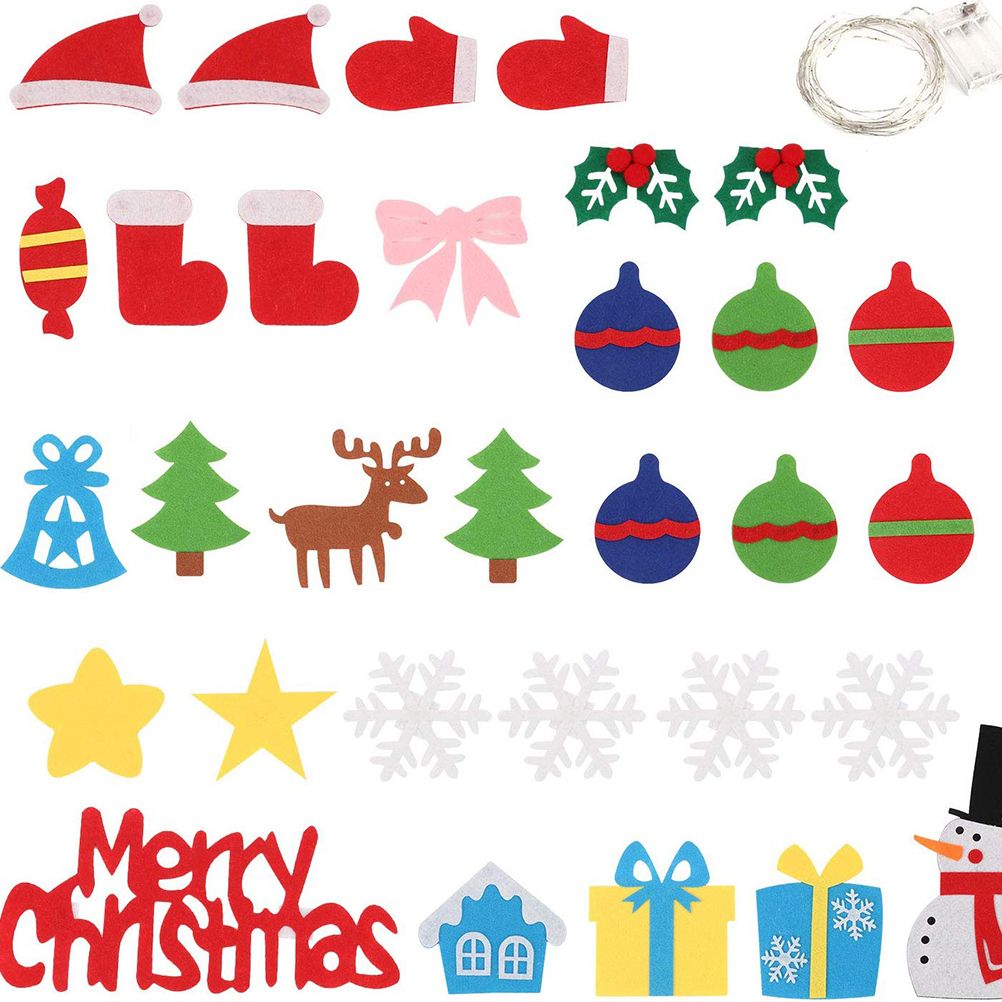 Felt Christmas Tree DIY Soft Christmas Tree with Ornaments and String Light view 6