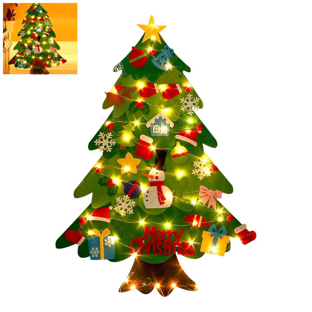 Felt Christmas Tree DIY Soft Christmas Tree with Ornaments and String Light view 7
