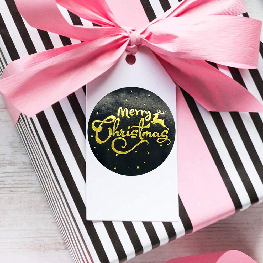 500Pcs/Roll 3.8cm Christmas Stickers Round Envelope Gift Cards Package Labels view 2