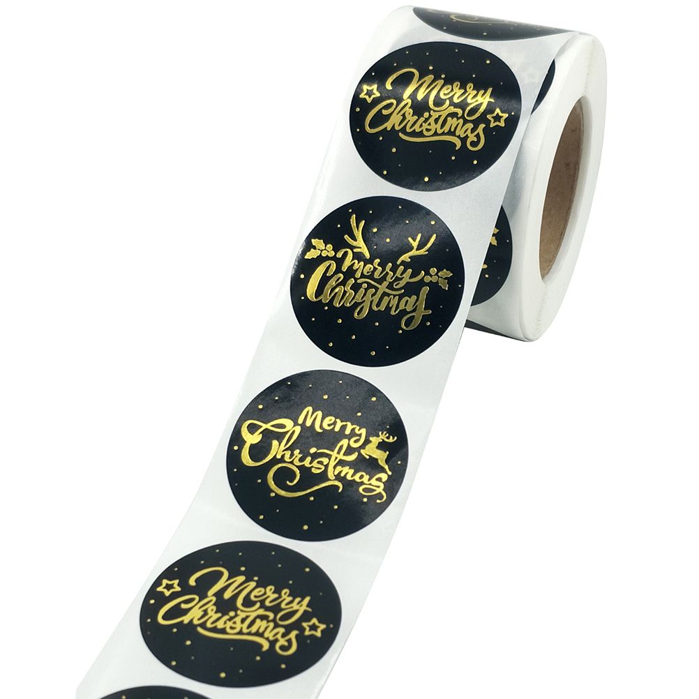 500Pcs/Roll 3.8cm Christmas Stickers Round Envelope Gift Cards Package Labels view 3