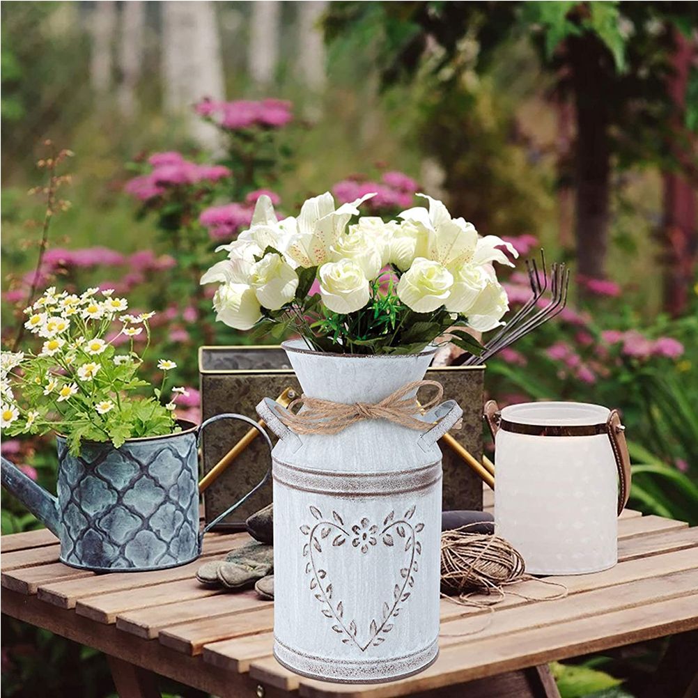 Vintage Flower Pot Iron Flower Pot Rustic Flower Bucket Metal Bucket view 3