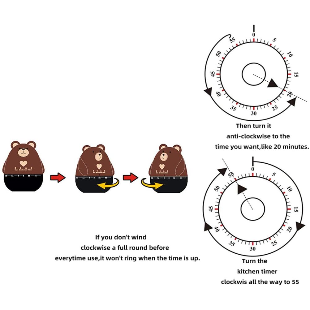 Bear Kitchen Timer Mechanical Kitchen Timer Clock Multipurpose Lovely Kitchen view 5