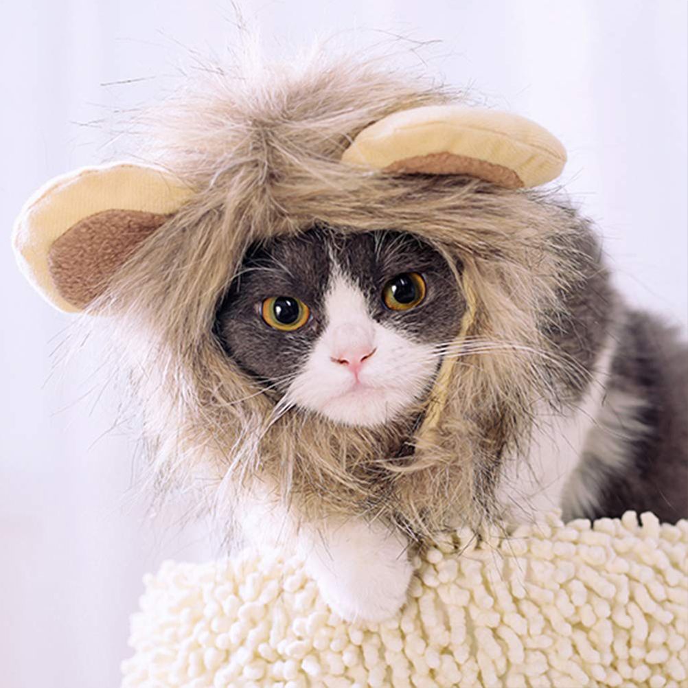 Mane Wig for Cat Pet Adjustable Washable Comfortable Hair Cat Clothes for view 4