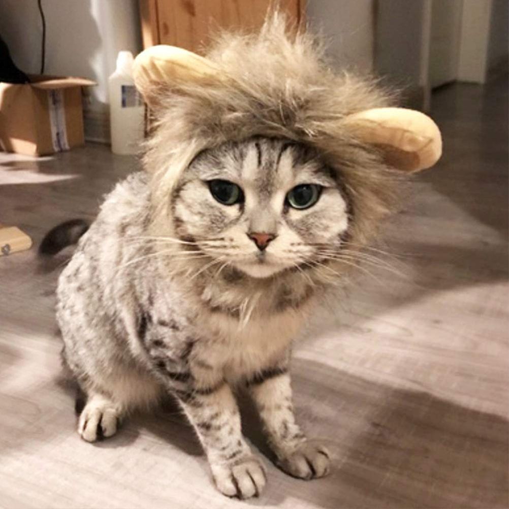 Mane Wig for Cat Pet Adjustable Washable Comfortable Hair Cat Clothes for view 5