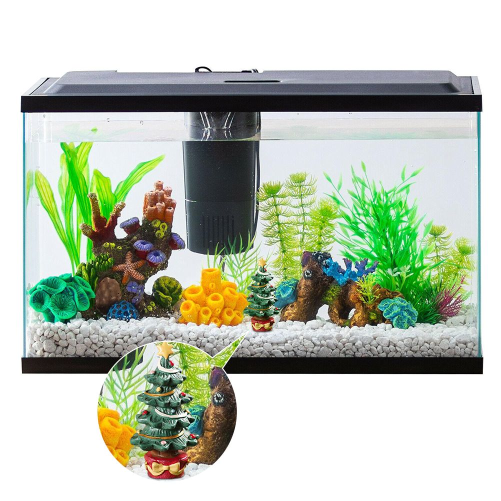 Fish Tank Aquarium Ornament Resin Christmas Tree Gift Box Ornament Christmas view 4