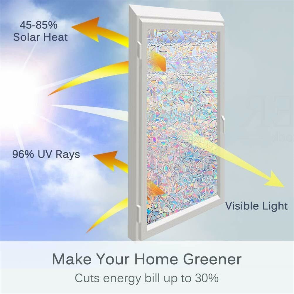 3D Static Decorative Window Glass Film Static Cling Window Foil Anti UV view 2