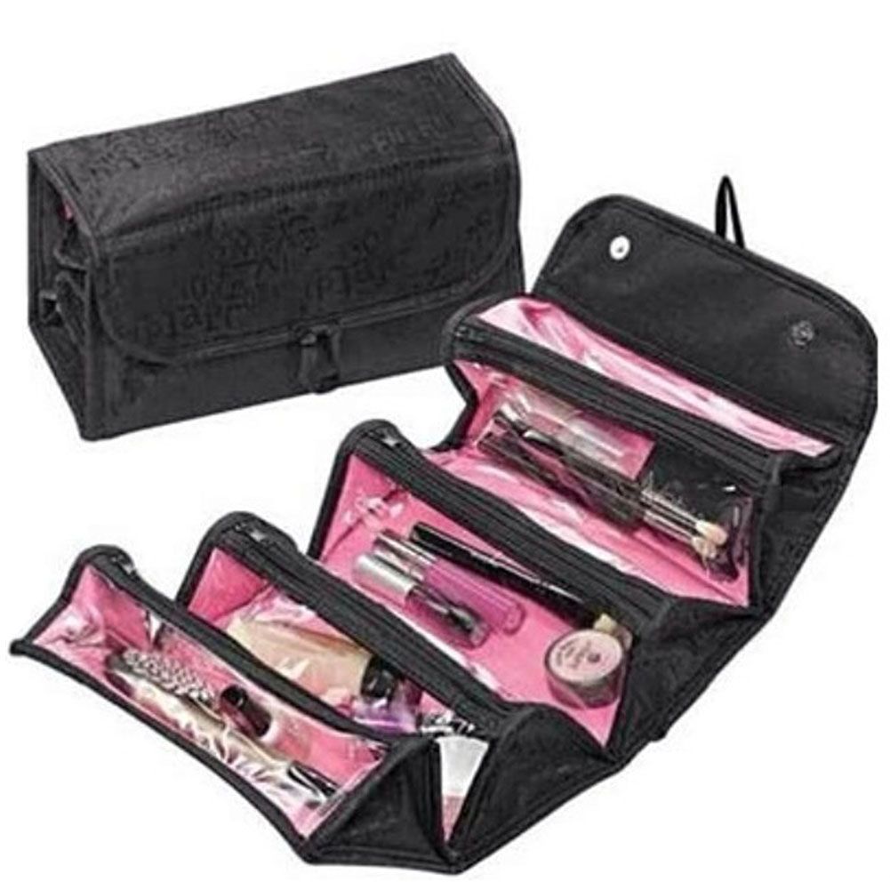 Roll Cosmetics Organizer Makeup Bag Foldable Hanging Toiletries Pockets view 3
