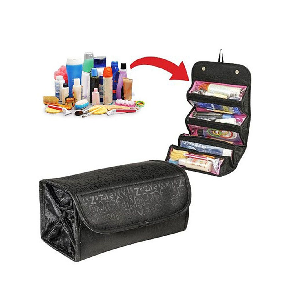 Roll Cosmetics Organizer Makeup Bag Foldable Hanging Toiletries Pockets view 5