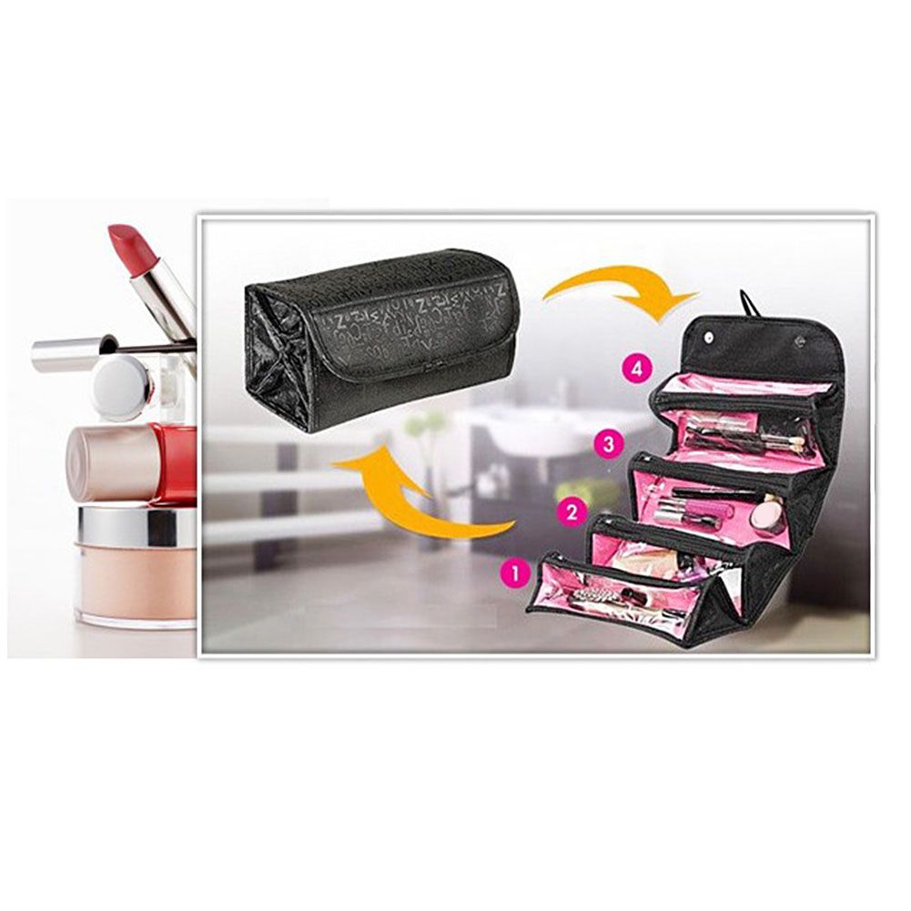 Roll Cosmetics Organizer Makeup Bag Foldable Hanging Toiletries Pockets view 6