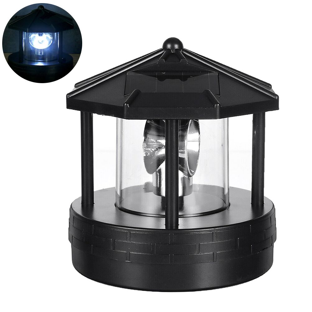 Solar Powered Lighthouse Rotating Outdoor Waterproof LED Solar Light Beacon view 2