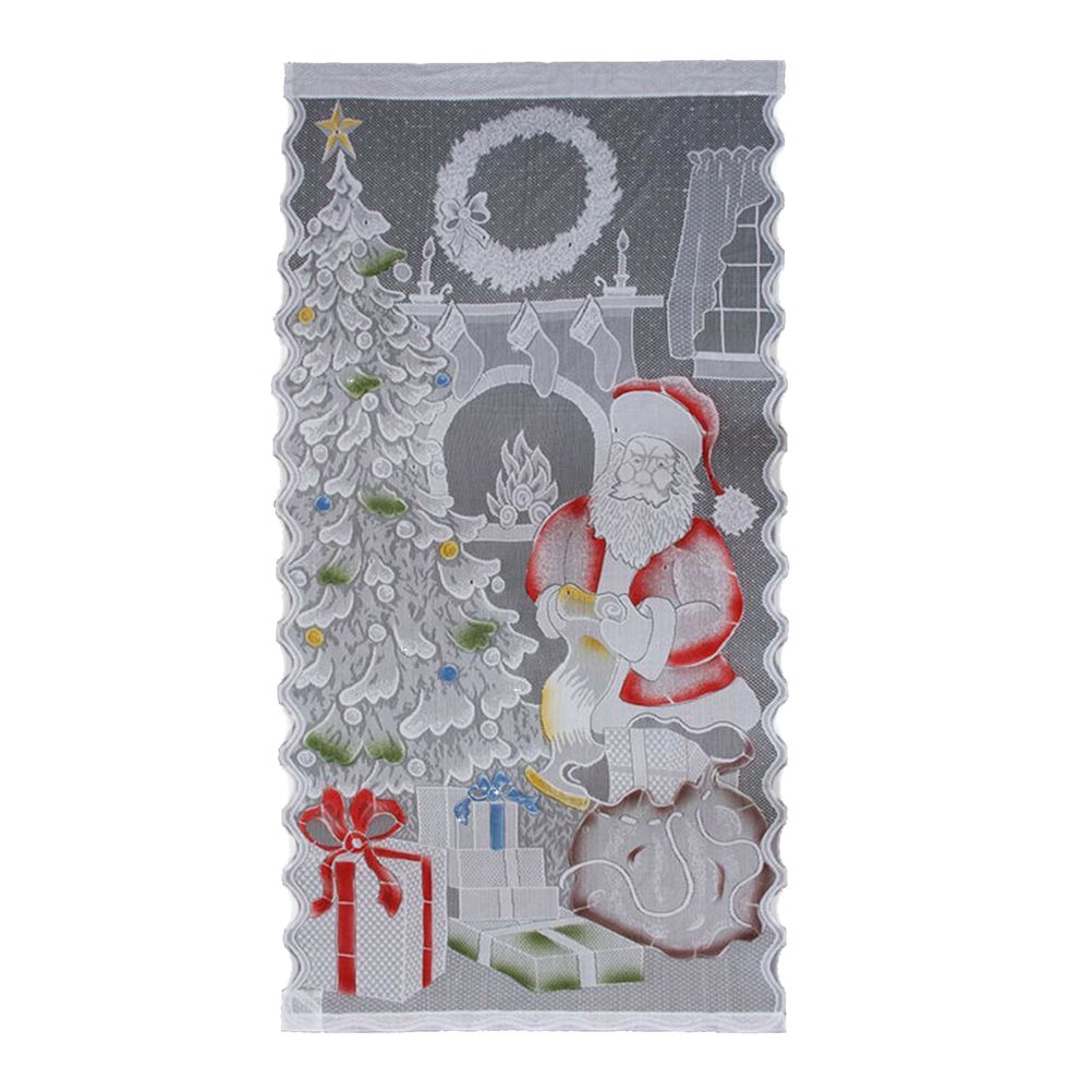 Christmas Lace Curtains LED Light Santa Claus Half Blackout Curtains Living view 2