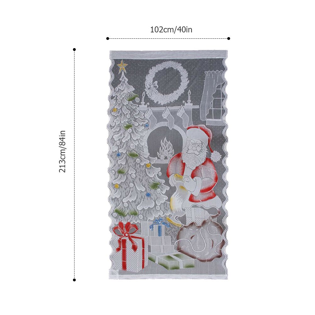Christmas Lace Curtains LED Light Santa Claus Half Blackout Curtains Living view 3