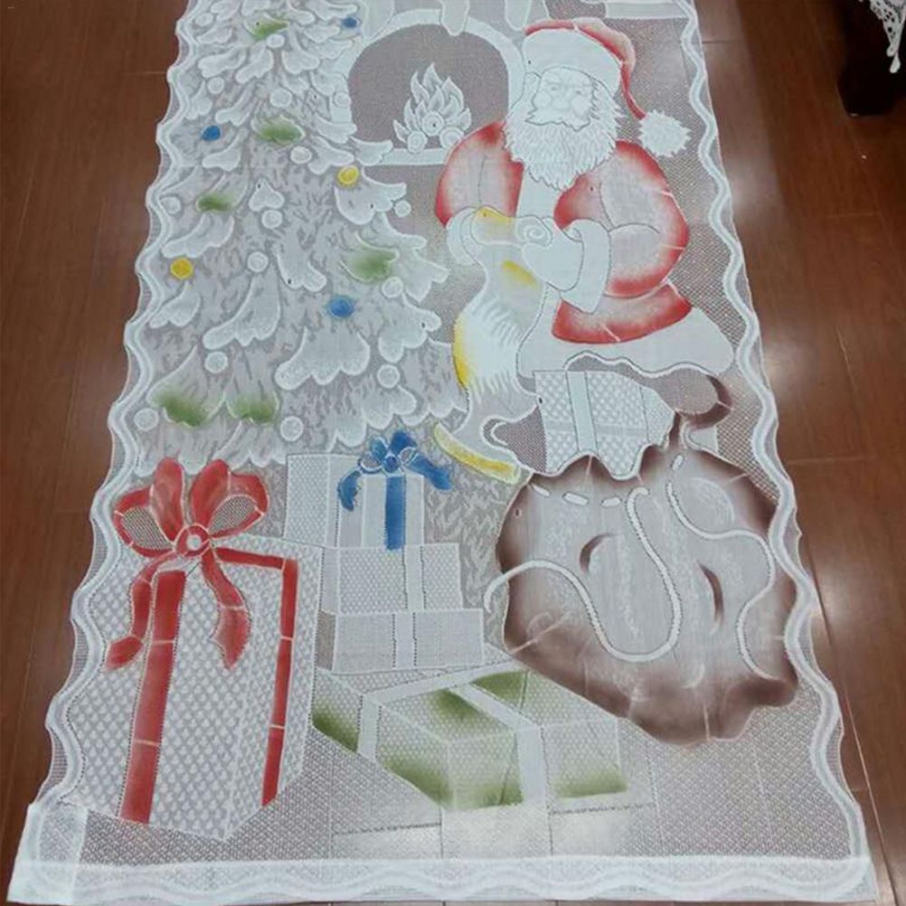 Christmas Lace Curtains LED Light Santa Claus Half Blackout Curtains Living view 4
