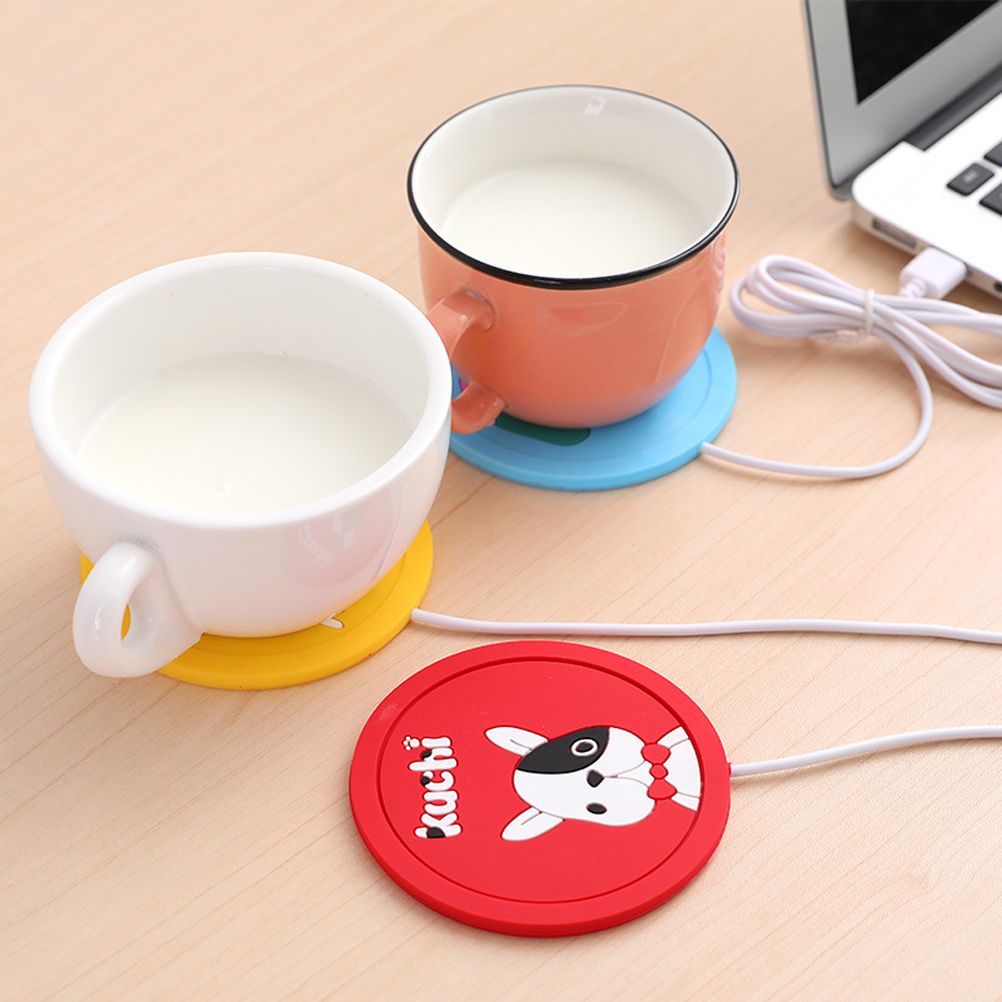 USB Heating Silicone Coaster Cute Cartoon Animal Drink Warmer Mat Nonslip Cup Pad view 5