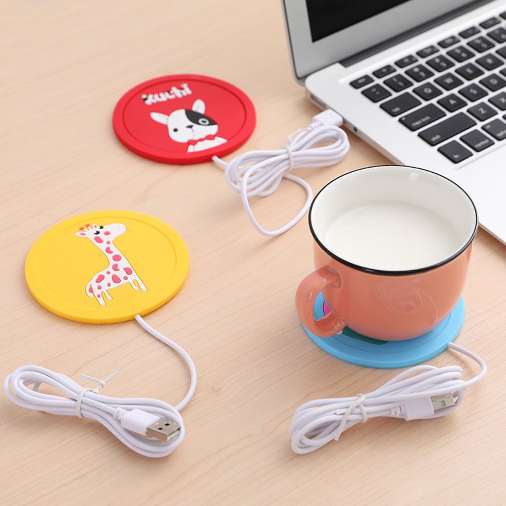 USB Heating Silicone Coaster Cute Cartoon Animal Drink Warmer Mat Nonslip Cup Pad view 6