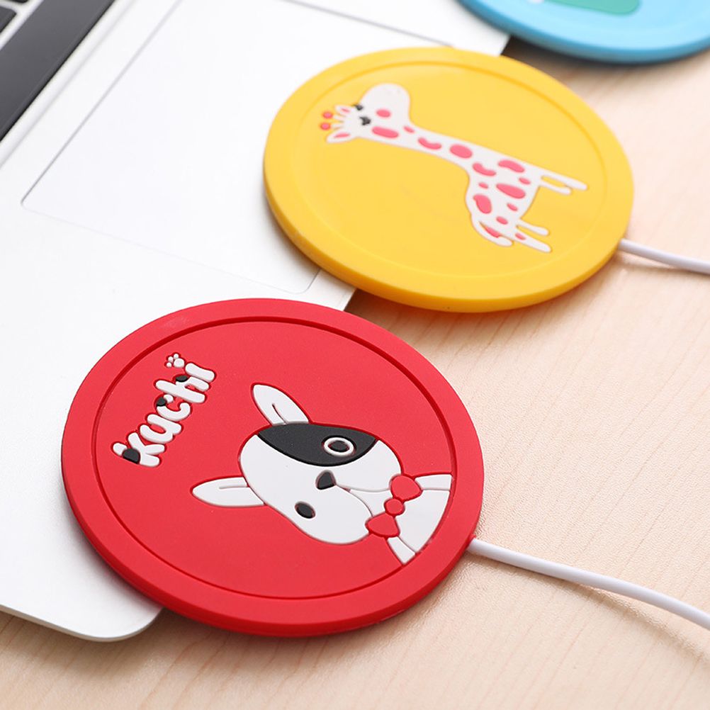 USB Heating Silicone Coaster Cute Cartoon Animal Drink Warmer Mat Nonslip Cup Pad view 7