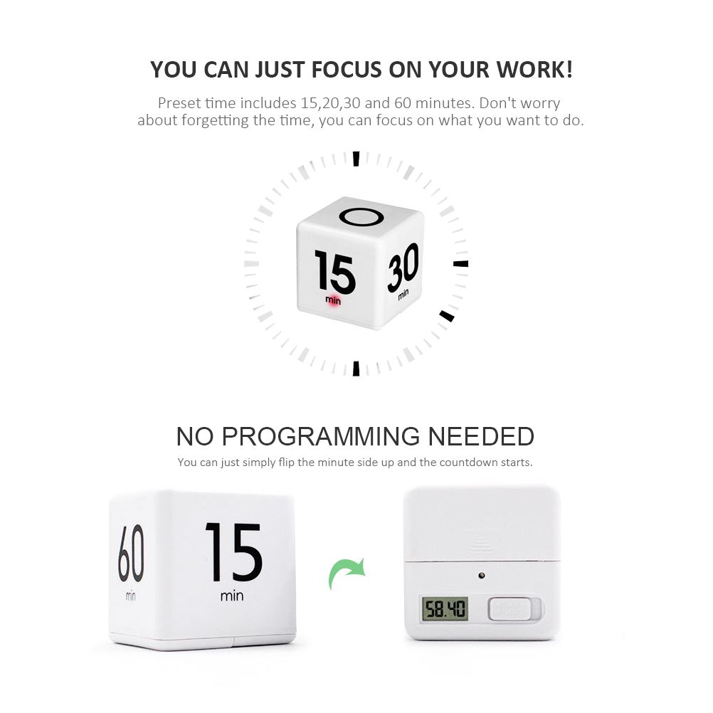 Cube Timer Kitchen Timer Preset Timer for 15/20/30/60 Minute view 4