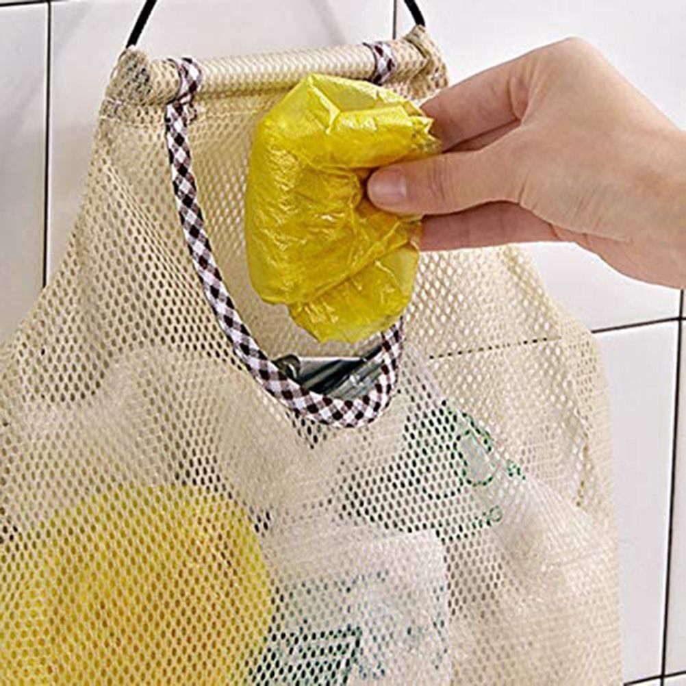 2pcs Hanging Mesh Space Saver Bags Organizer Fruit Storage for Kitchen view 2