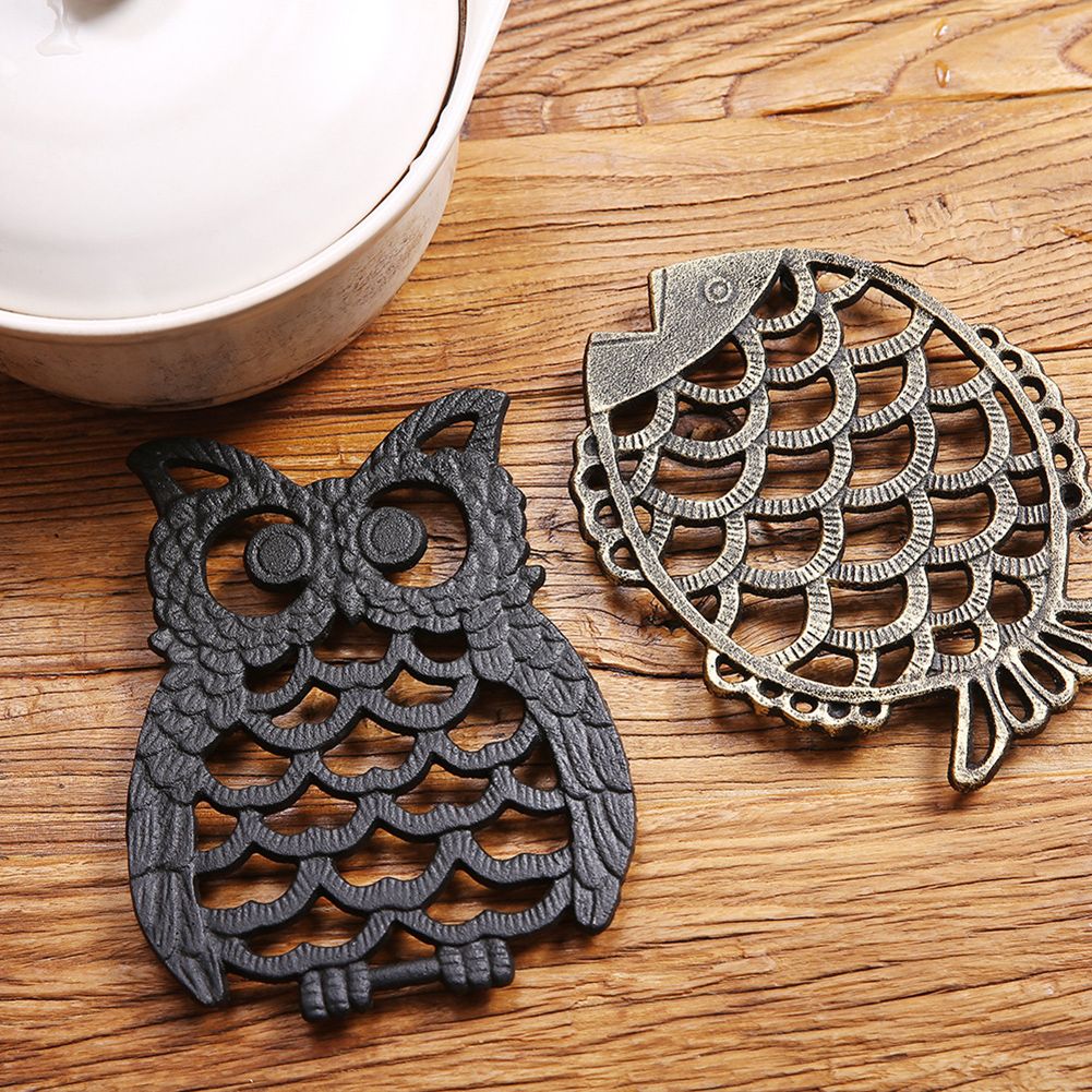 Vintage Cast Iron Decorative Trivet Mat Heavy Duty Hot Pot Holder Pads view 5
