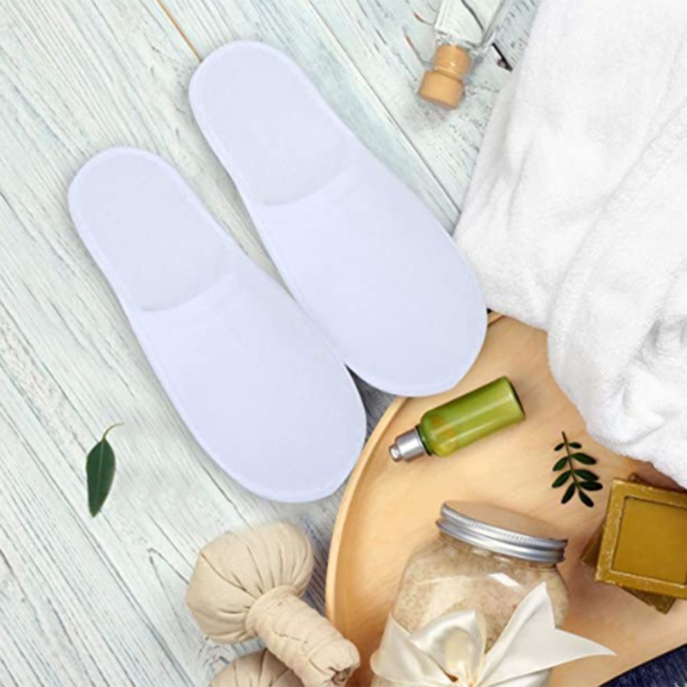 12 Pairs Disposable Spa Slippers for Men Women Non Slip Closed Toe Spa view 2