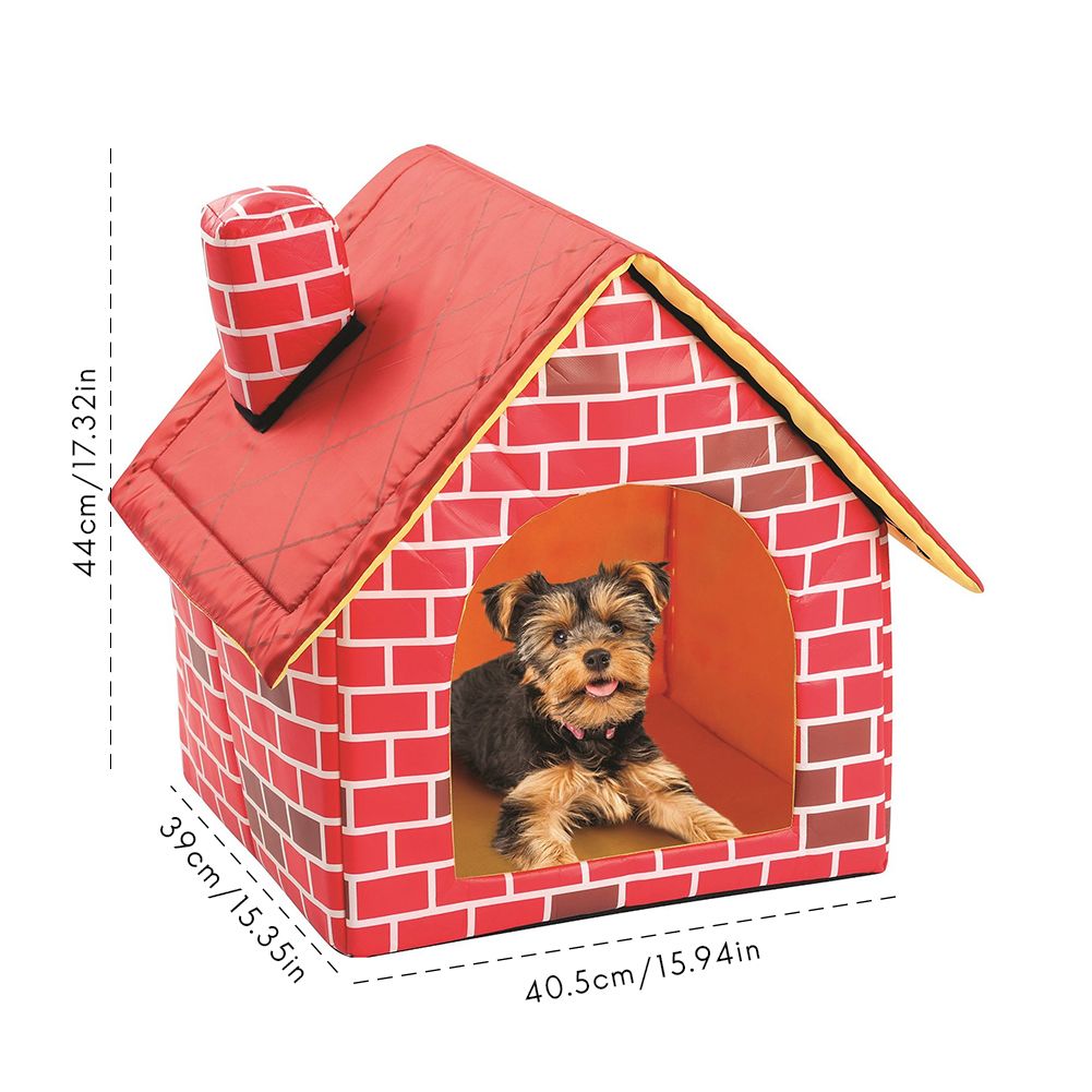 Portable Cat Puppy Home Red Brick Pet Dog House Warm And Cozy Cat Bed Dog view 2