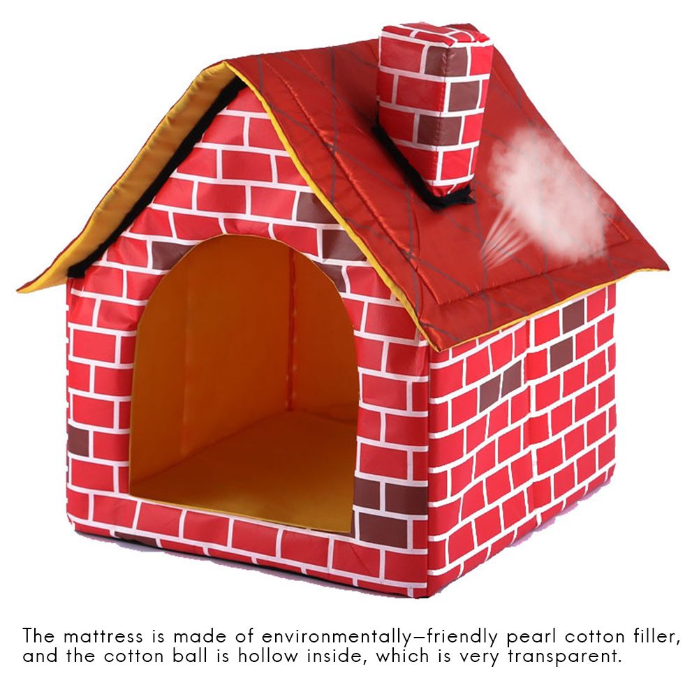 Portable Cat Puppy Home Red Brick Pet Dog House Warm And Cozy Cat Bed Dog view 3