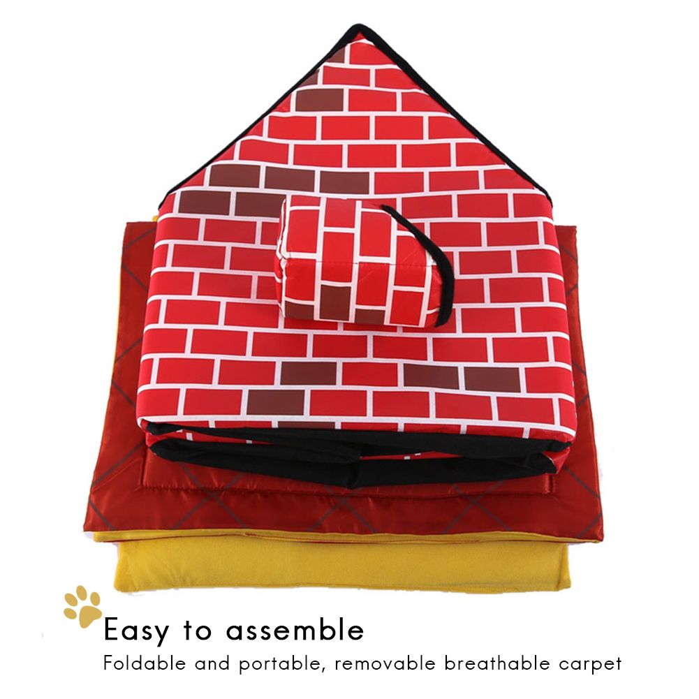 Portable Cat Puppy Home Red Brick Pet Dog House Warm And Cozy Cat Bed Dog view 4