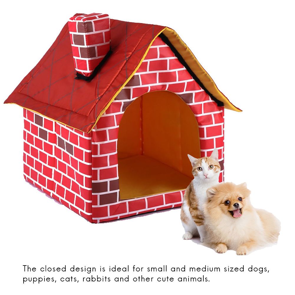 Portable Cat Puppy Home Red Brick Pet Dog House Warm And Cozy Cat Bed Dog view 5