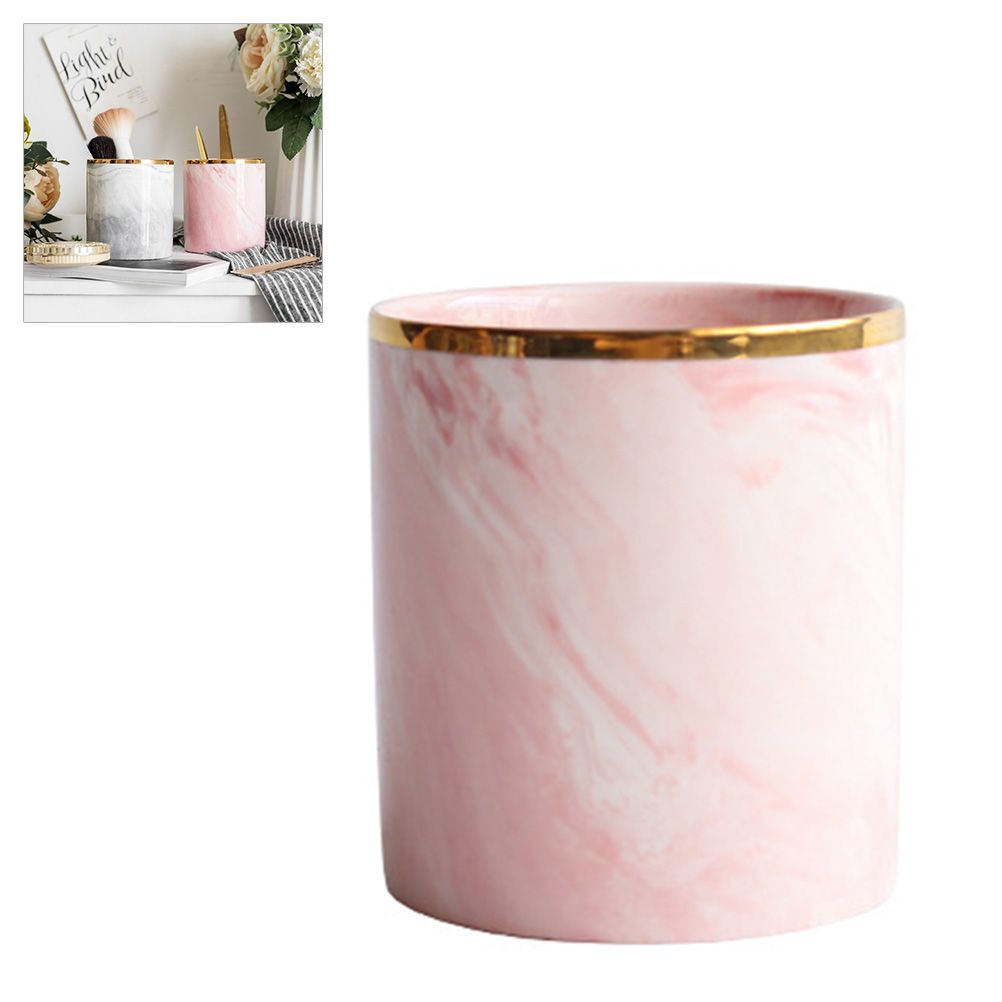 Nordic Desktop Marble Storage Tank Ceramic Cosmetic Brush Pen Holder Tableware