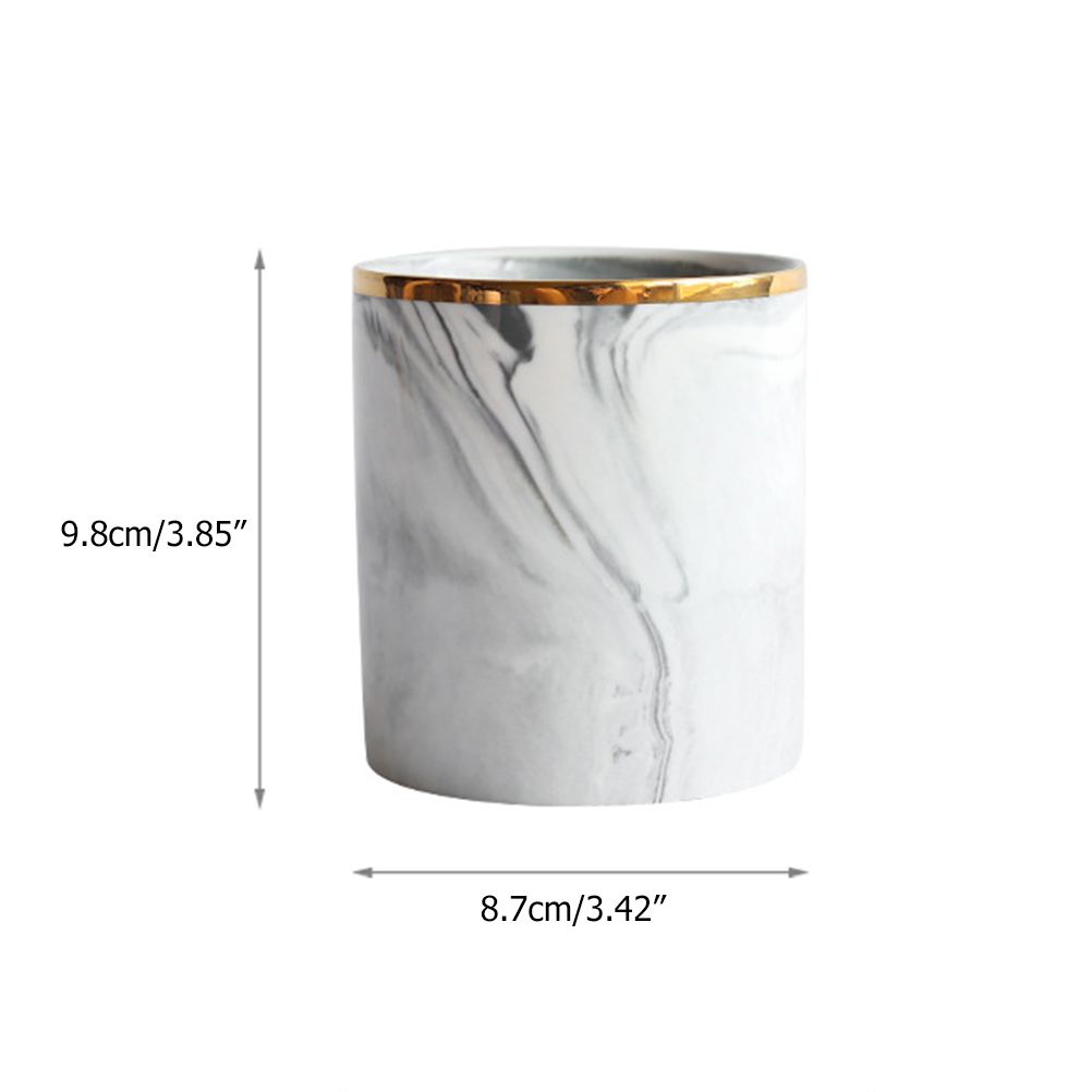 Nordic Desktop Marble Storage Tank Ceramic Cosmetic Brush Pen Holder Tableware view 2
