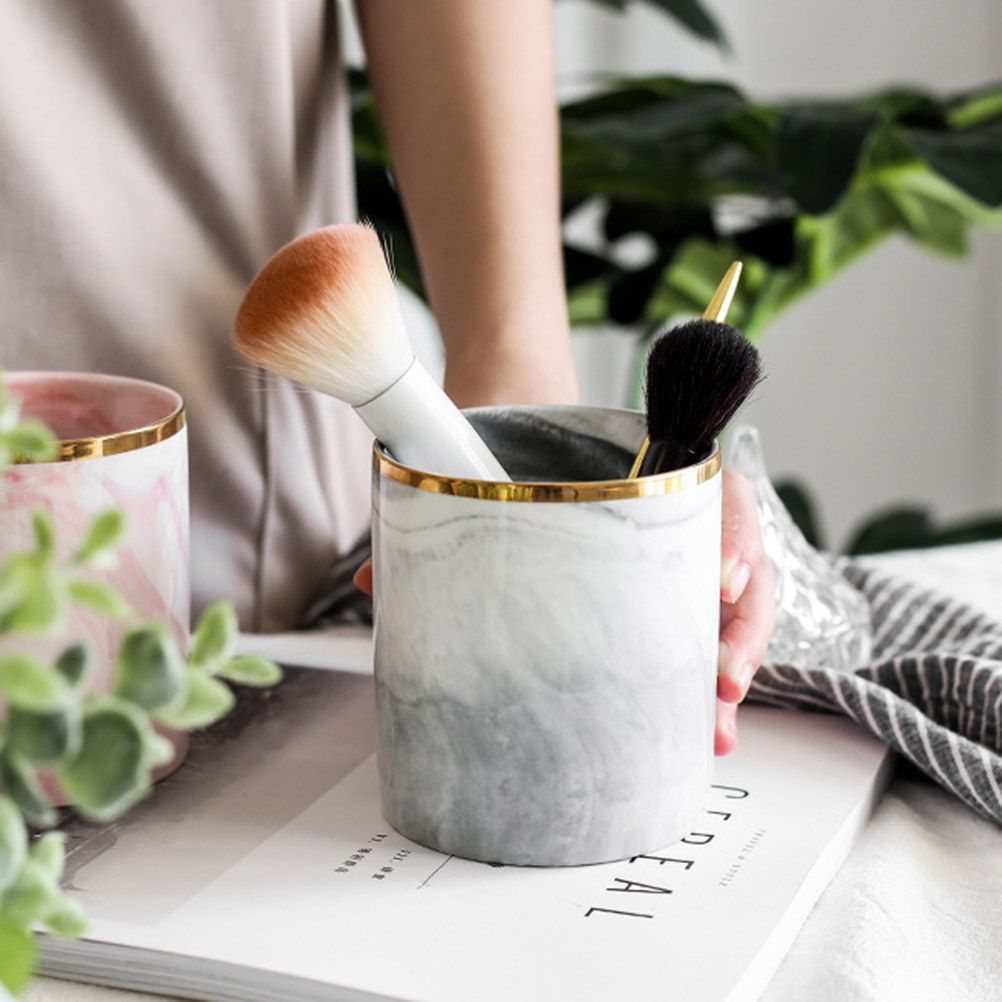 Nordic Desktop Marble Storage Tank Ceramic Cosmetic Brush Pen Holder Tableware view 8