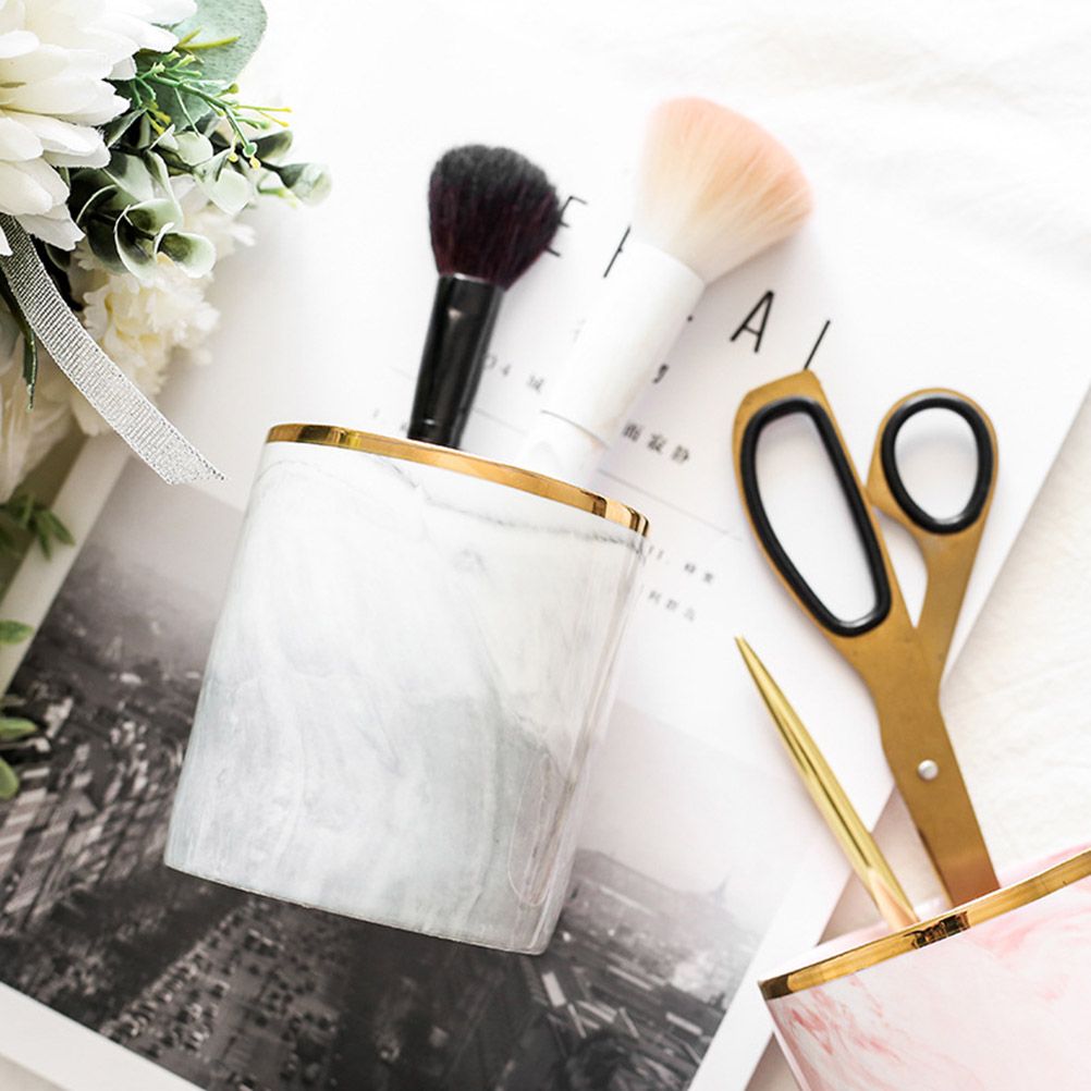 Nordic Desktop Marble Storage Tank Ceramic Cosmetic Brush Pen Holder Tableware view 9