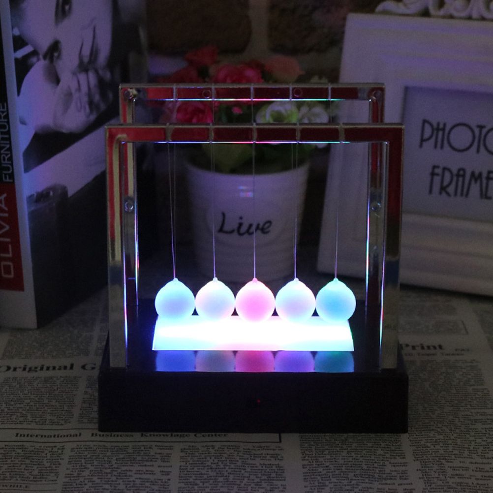 Illuminated Newton Pendulum Ball Miniature Model Ornaments Home Decoration view 2